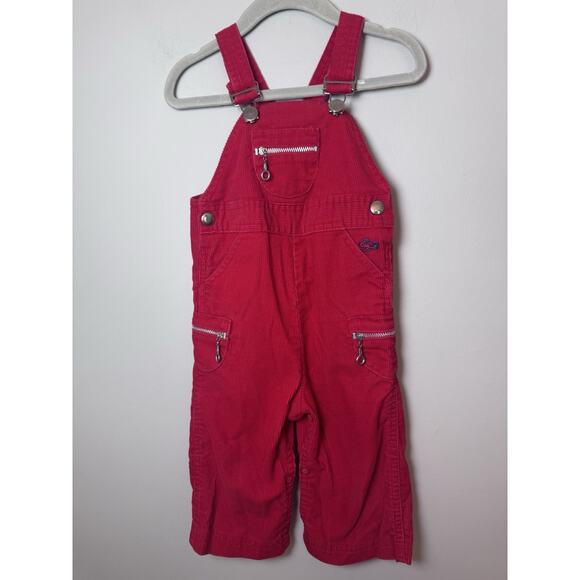 Izod Lacoste Vintage Red Corduroy Baby Overalls 9-12 Months - Picture 1 of 10
